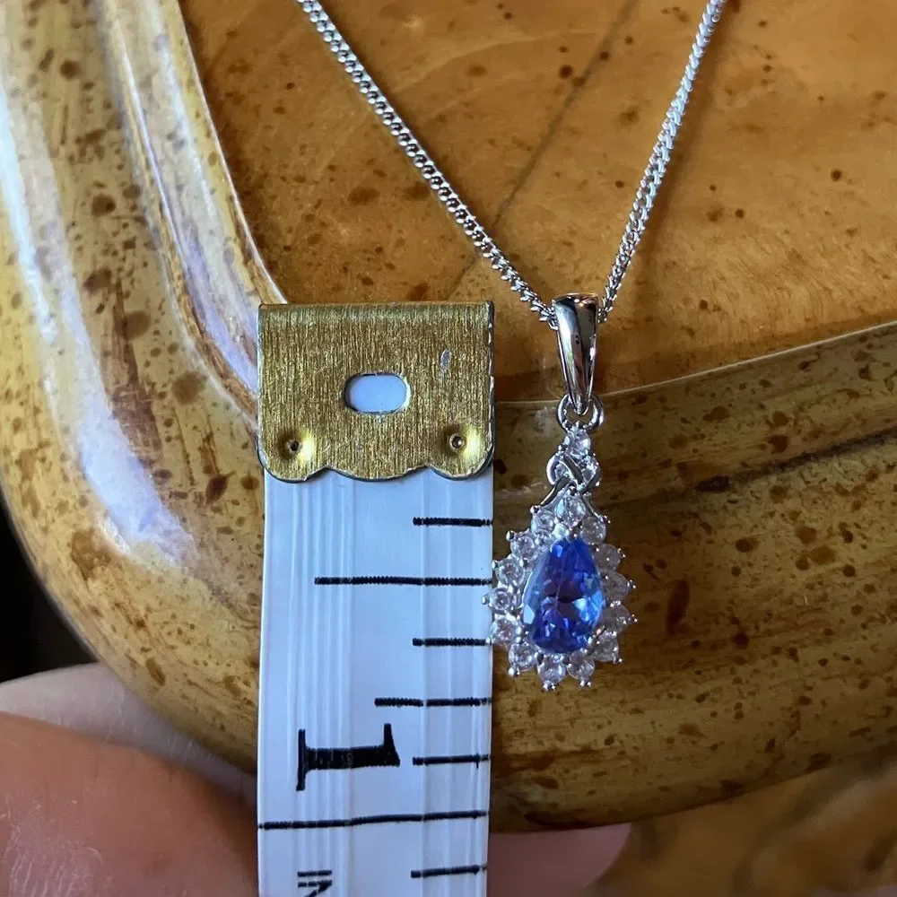 Natural Tanzanite Sterling Silver Necklace
